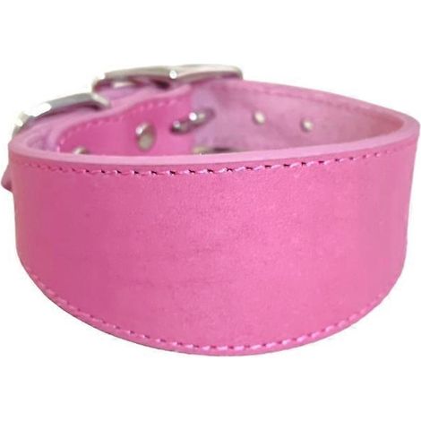 Breites Lederhalsband für Hunde mit weichem Futter, verstellbar, rot/rosa, Größe M elegantes und bequemes Haustierhalsband für kleine Hunde.