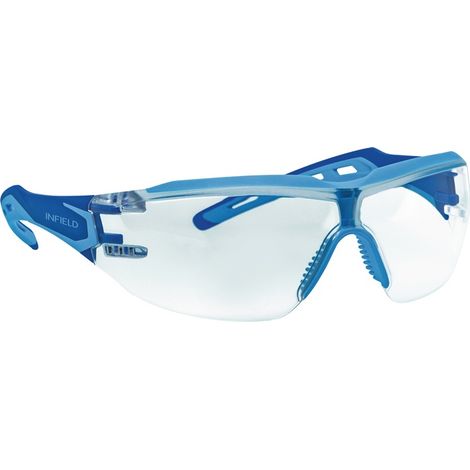 Lunette de protection Protor EN 166, monture : bleu, verre : transparent, en PC (1/2)