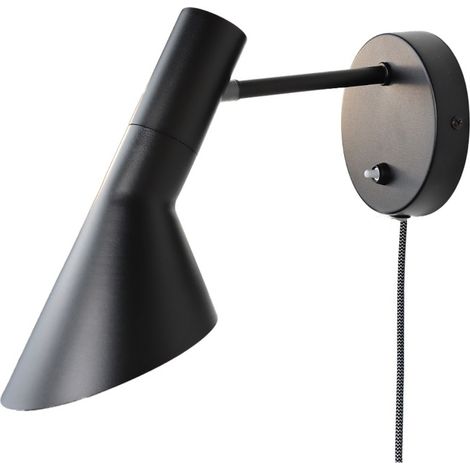 Applique murale noire avec câble et tête orientable, E27
