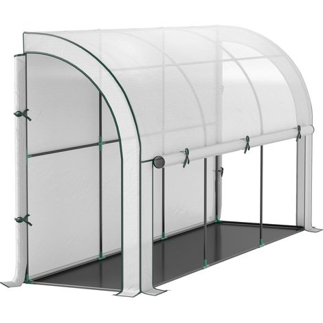 Serre pour balcon et jardin en acier avec bâche PVC UV résistante 300x80x157 cm, porte coulissante, blanche (1/5)
