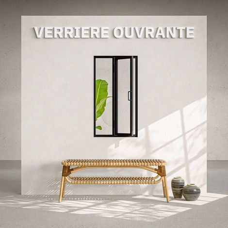 Verrière Ouvrante en Acier 2 Carreaux - Noir (1/4)