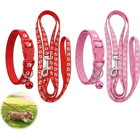 2PCS Collier pour Chat Ajustable en Nylon avec Boucle à Ouverture Rapide et Clochette, Collier Chaton léger et Confortable pour intérieur et extérieur, Convient également aux Petits Chiens et Chiots (1/5)
