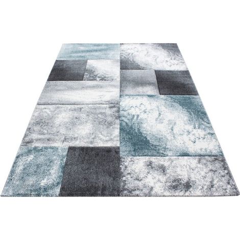 Ayyildiz Tapis Moderne - Géométrique - Abstrait Design - Tapis Flottant Salon - Bleu - 150 cm x 80 cm (1/5)