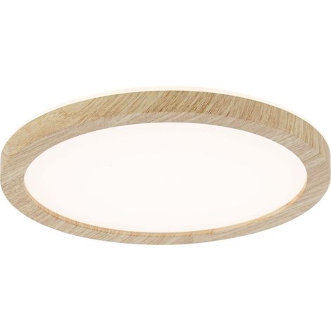 Panneau LED Plafonnier avec rétro-éclairage rond IP44 11,2W 850lm 190 mm esthétique bois matière plastique 3000K - Blanc chaud luminaires de salle de bain (1/5)