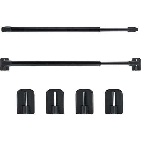 2 Pcs Tringle à Rideau Extensible sans Perçage Tringle à Rideau de Douche Auto-Adhésive Tringle à Rideau Réglable en Plastique pour Fenêtre Armoire Cuisine Bureau Hôtel Salle de Bain(Noir) (1/5)