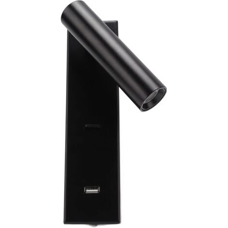 Applique murale LED rechargeable – Lumière chaude 5V 2A – Alliage aluminium noir – Angle réglable 350° – Pour chambre et bureau - 100-240V (1/4)