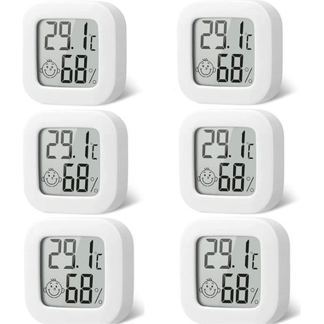 CCYKXA 6 Stück Mini-Innenthermometer, digitales Hygrometer, ℃/℉-Funktion, Temperaturüberwachung, Heimtermometer, -50 ℃  70 ℃, 10 %  99 % relative Luftfeuchtigkeit, geeignet für Zuhause, Büro (Batterie
