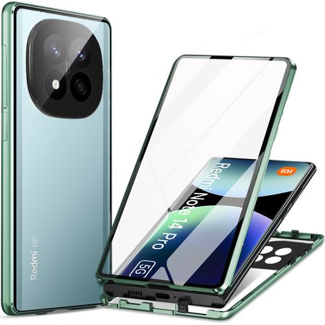 Funda para Xiaomi Redmi Note 14 Pro 5G / Xiaomi Poco X7 5G, doble cristal magnético, verde (1/3)