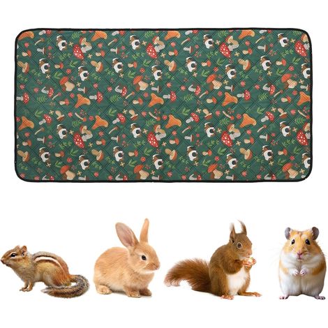 Washable Absorbent Guinea Pig Pee Mat, Guinea Pig Cage Liners, Non-Slip Reusable Urine Pads, 120 x 60 cm (Green Guinea Pigs, 120 x 60 cm) (1/5)