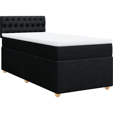 Maison Exclusive - Cama box spring con colchón tela negro 90x190 (1/5)