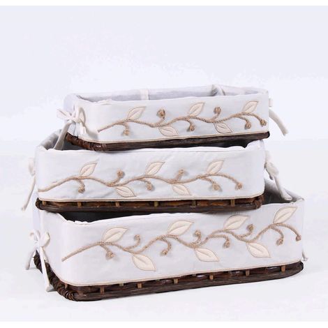 Cesto in rattan foderato, 43x30x13 cm