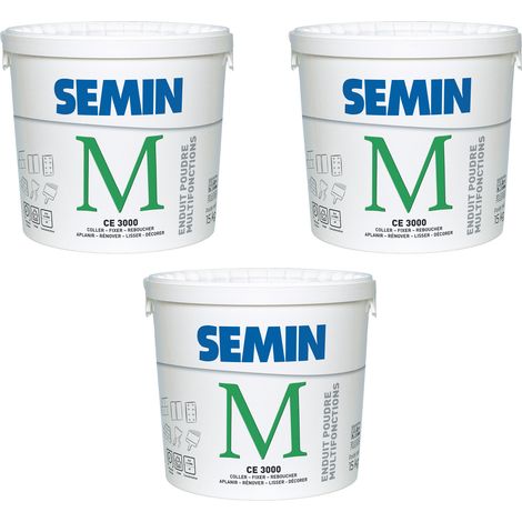 Enduit Multifonctions Semin - CE 3000 - pour Coller, Fixer, Reboucher, Aplanir, Lisser et Décorer - Prêt à l'emploi - Intérieur - Seau de 15 kg (lot de 3) (1/5)