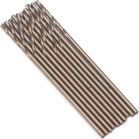 Jeu de 10 forets hélicoïdaux à queue droite en acier rapide pour perceuse d'établi, 1,5 mm (1/5)