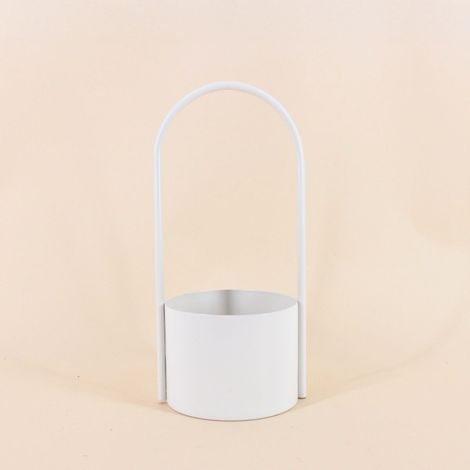 Cache pot en métal anse haute 13x30cm