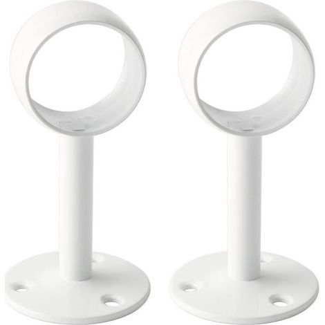 Support Tringle Rideaux Plafond Fixation Rideau, Support Tringle Penderie avec Vis pour Rideau et Armoire, Blanc Brillant en Acier Inoxydable, Diamètre 32 mm, 2 Pcs (1/5)