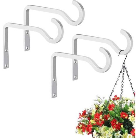 Paquete de 4 soportes de pared para cestas colgantes,ganchos de pared para colgar cestas de plantas,campanillas de viento (4 piezas) (Blanco) (1/5)