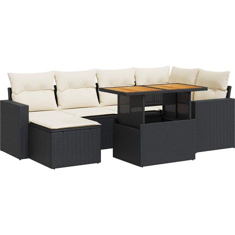 Set Divani da Giardino con Cuscini 7pz Nero Polyrattan vidaXL (1/5)