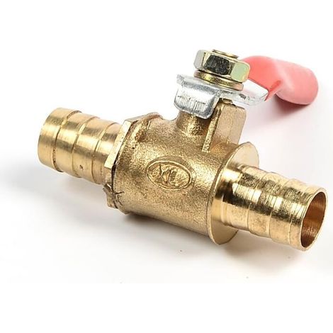 Kugelhahn aus Messing, 10 mm, gerändeltes Absperrventil, Schlauchanschluss, Adapter für Wasser, Gas, Öl (1er-Pack) (1/5)