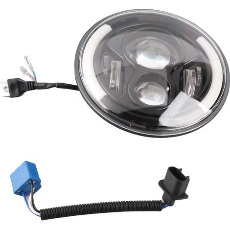 Faro LED redondo de 7 pulgadas y 150 W con halo de luz para motocicleta Wrangler (1/3)