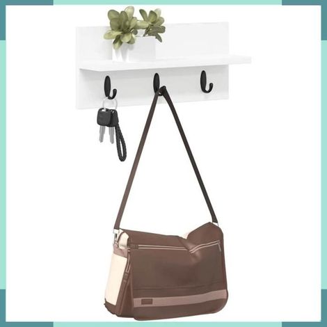 874379 Porte-manteau mural Blanc 40 x 10,5 x 18 cm Bois d'ingénierie (1/5)