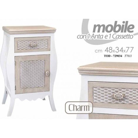 Table de chevet charme shabby chambre avec tiroirs effet antique cm 48 x 34 x 77 h