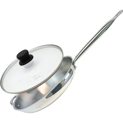 Poêle à frire 32 cm en inox 18/10 et couvercle en verre Elo Profi Therm