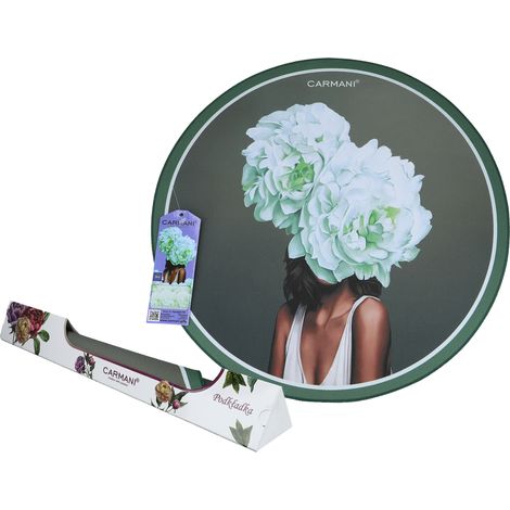 Runde Tischunterlage mit Blumenmuster, grüne Unterlage unter dem Teller, 40 cm (1/4)