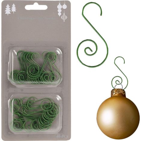 40 GANCI IN METALLO VERDE PER PALLINE DI NATALE ADDOBBI ALBERO ACCESSORI (1/4)