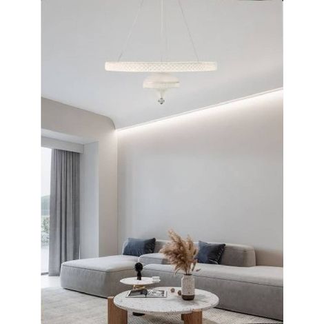 TrAdE Shop Traesio - Lampadario A Sospensione Led 50 W Bianco Anello Sospeso Effetto Cristallo Lp-17b - -Bianco Naturale -