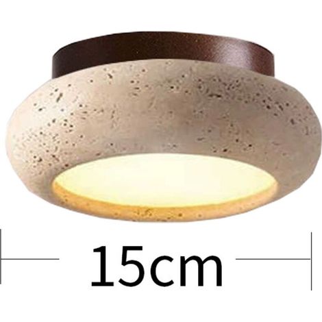 Plafonnier - Travertin Jaune - 15 cm x 15 cm x 7 cm - Lumière Chaude 3000 K - Pour Couloir Chambre Balcon - 1 Pièce (1/5)