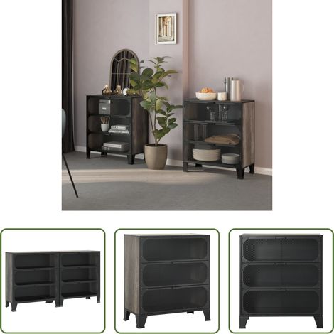 vidaXL Metallregal - Lagerschränke 2 Stk. Grau 72x36x82 cm Metall und MDF (1/5)