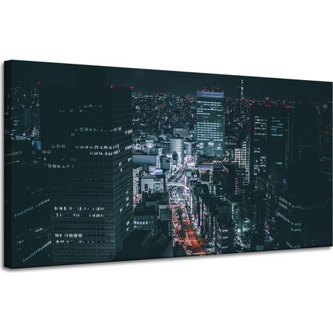 Leinwanddruck „Architektur Tokios bei Nacht“, 120 x 60 cm