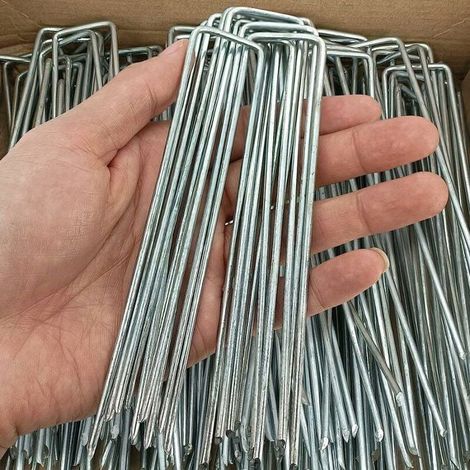 80 picchetti per pacciamatura da giardino zincati da 15 cm per il controllo delle erbacce (1/4)