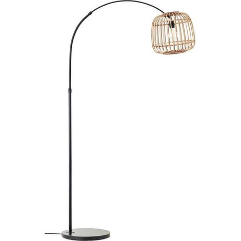 [GEBRAUCHT] B-Ware mokebo Stehlampe im Boho Style mit Rattan 'Die Natürliche', Bogenlampe in braun, (1/2)