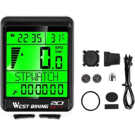Compteur de vélo - - Sans fil - LCD étanche - Rétroéclairage automatique - Multifonction (1/4)