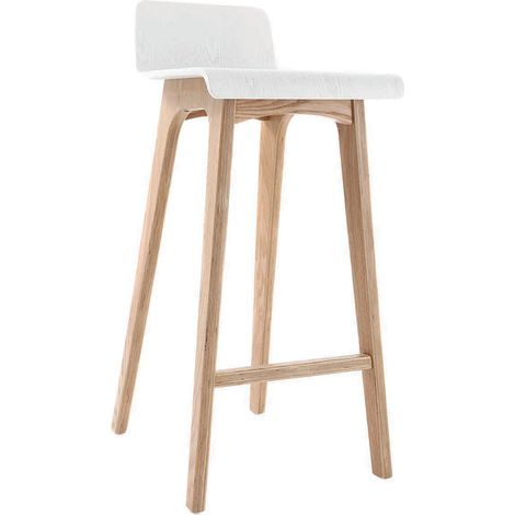 Design-Barhocker / -stuhl Holz naturfarben und Weiß skandinavisch BALTIK