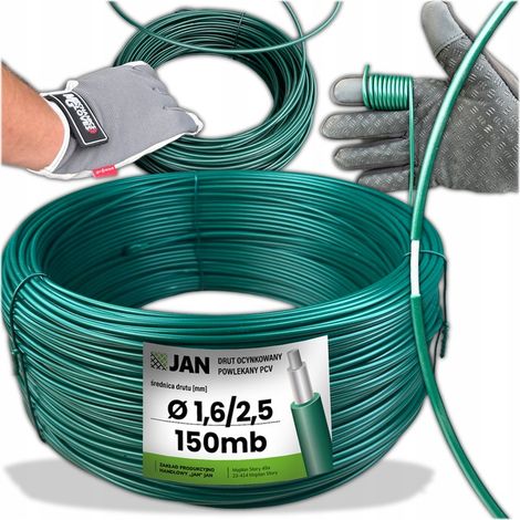 PVC-OC-beschichteter Draht für Obstplantagen, grün, 1,6/2,5 mm Durchmesser, 150 m, flexibel (1/5)