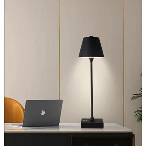 TrAdE Shop Traesio - Lampada Tavolo Ricaricabile Usb 10 Watt 3 Colorazione Di Luce Vari Colori D27-3c - Nero (1/5)