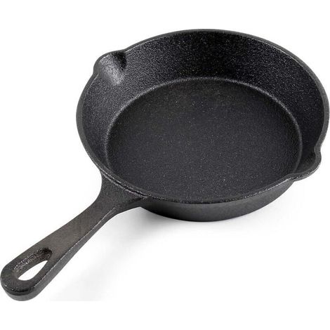Poêle à frire en Fonte Ø16cm avec Manche Bec verseur Accessoires cuisson Effet Anti-adhésif naturel Cuisine Usage Polyvalence Extérieur (1/4)