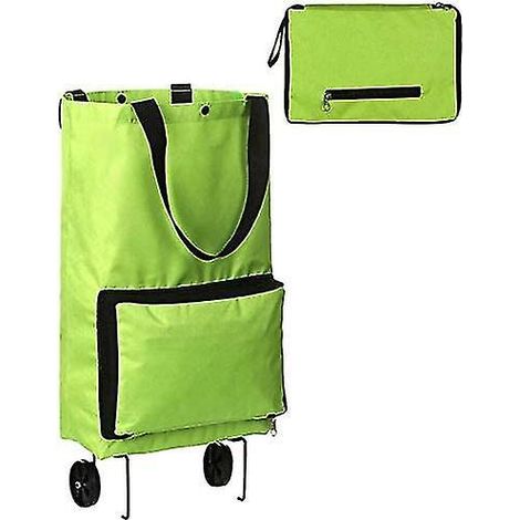 Chariot de courses pliable avec roues, vert - B074020 (1/5)