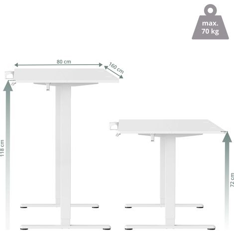 Schreibtisch Worktime 160 x 80 elektrisch höhenverstellbar weiß hjh OFFICE (1/2)