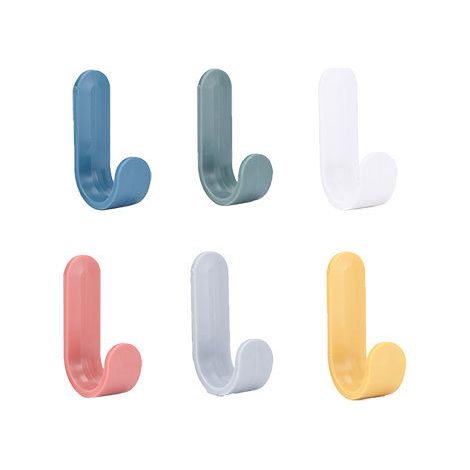 6 Pièces Patere Murale Crochets Muraux, Crochets Muraux Autocollants, Plastique Crochets Adhésifs, ABS Plastique Créatif Mignonne Forme J Crochets pour Serviette, Clés, Manteau (6 Couleurs) (1/5)