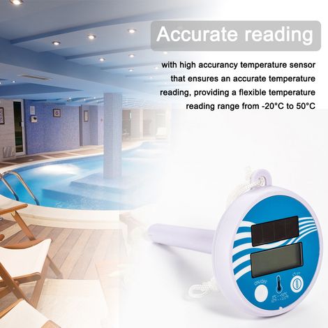 Testeur de température de piscine sans fil à énergie solaire, étanche, avec écran LCD numérique et flotteurs (1/5)