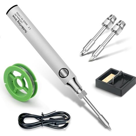 Irovami Mini fer souder USB 5V blanc – Panne couteau/sabot, portable – Idéal pour DIY, électronique, réparation (1/5)