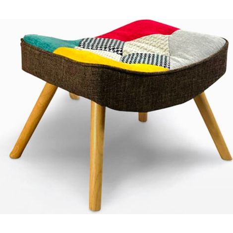 Puff Reposapiés patchwork de diseño moderno Solum