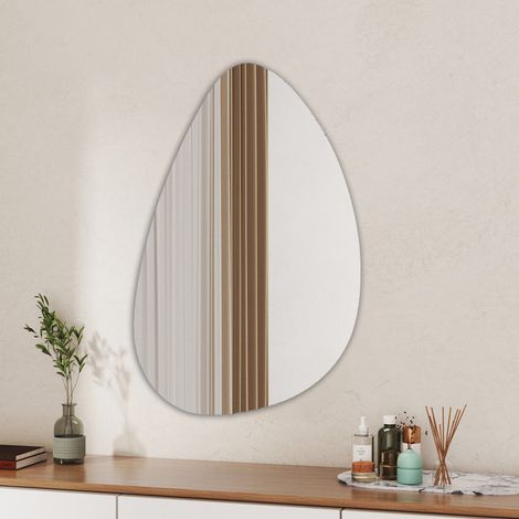 WDWRITTI Asymmetrischer Spiegel 45 x 70 cm Badspiegel Asymmetrisch Wandspiegel Dekorative Spiegel für Badezimmer Wohnzimmer Schlafzimmer Gäste WC