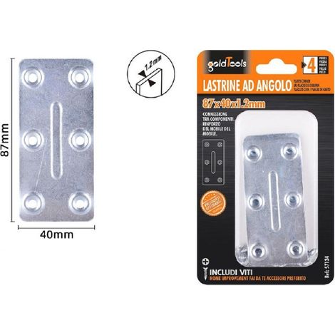 TRADE SHOP - Set 4pz Lastrine Lastrina Piastra Di Giunzione 87x40x1.2mm Con Viti Mobili 57134 - (1/2)