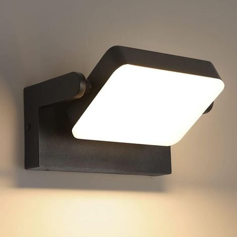 Verstellbare LED-Außenwandleuchte, warmweiß 3000K, IP65 wasserdicht, Fassadenstrahler für Eingang, Einfahrt, Garten, Terrasse, Balkon, Garage, schwarz. (1/4)