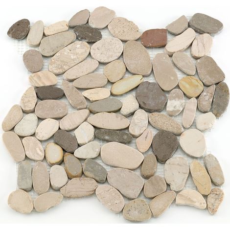 Mosaïque antidérapante pierre naturelle Pebble - 30x30x0.8cm - Nature