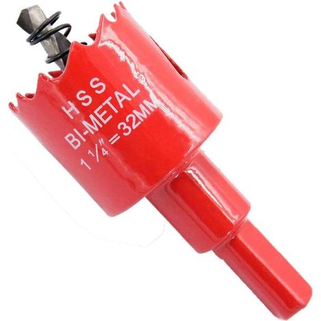 En acier haute vitesse Scie-cloche bi-métal HSS avec tige pour bois et métal,ercer des panneaux,du plastique,des tuyaux,bi-métal,1-1 /4"(32mm)